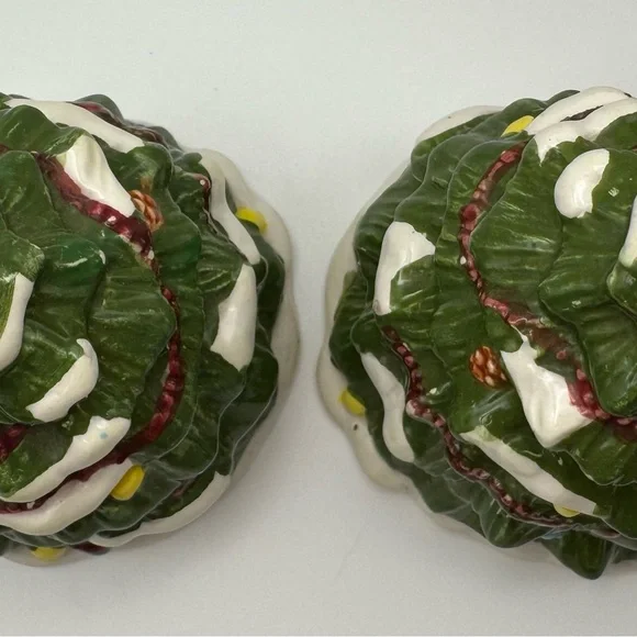 Festive Ceramic Christmas Tree Salt and Pepper Shakers - Picture 3 of 5